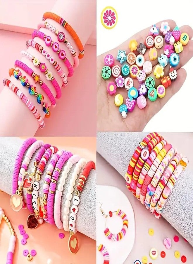 Nuvex Jewelry Making Kit Red | 24-Style Colorful Beads for DIY Bracelets, Necklaces, Hairbands & Rings | Polymer Clay Heishi, Alphabet, Heart & Gold Spacer Beads | Creative Craft Gift Set for Girls - Image 5